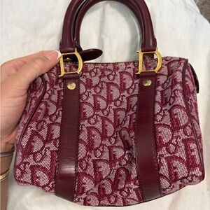 AUTHENTIC Dior Wine Red Monogram Mini Handbag